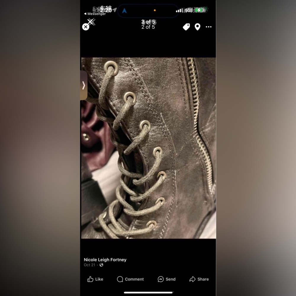 Silver Combat Boots wore once